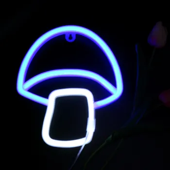 Nástěnné svítidlo LED neonová nástěnná dekorace Ve tvaru houby Svítící světelný prvek Dekorace na zeď USB napájení nebo 3x AA baterie modrá