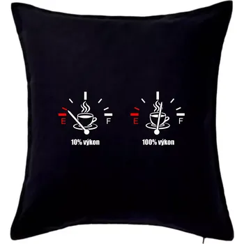 Polštář Výkon kafe - Polštář 50x50 - 50x50 - Pouze potah ( Černá )