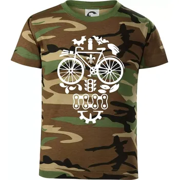 Bike lebka - Dětské maskáčové triko - 134 cm/8 let ( Hnědý maskáč )