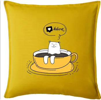 Polštář Miluji kávu - Polštář 50x50 - 50x50 - Pouze potah ( Žlutá )