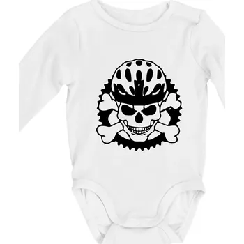 Lebka cyklisty - helma - Body kojenecké s dlouhým rukávem - Dlouhý r. do 3 měs ( Bílá )