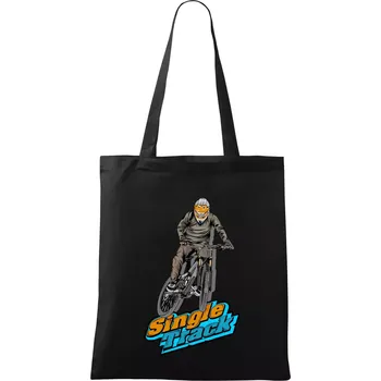 Nákupní taška Single track jezdec - Taška bavlněná - 42 x 38 cm ( Černá )