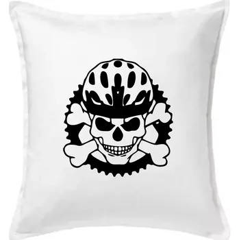 Polštář Lebka cyklisty - helma - Polštář 50x50 - 50x50 - Včetně výplně ( Bílá )