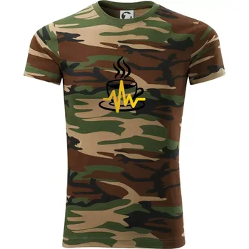 Pánské tričko Káva EKG hrnek - Army CAMOUFLAGE - XL ( Hnědý maskáč )