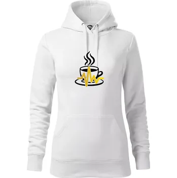 Dámská mikina Káva EKG hrnek - Mikina dámská Cape s kapucí - 2XL ( Bílá )