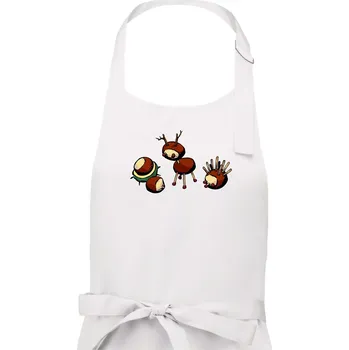 Kuchyňská zástěra Kaštanová zvířátka - v řadě - Dámská zástěra na vaření - Univerzální velikost ( Bílá )
