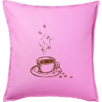 Polštář Hrnek plný čerstvé kávy - Polštář 50x50 - 50x50 - Pouze potah ( Růžová )