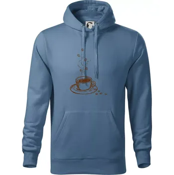 Pánská mikina Hrnek plný čerstvé kávy - Mikina pánská Cape s kapucí - 5XL ( Denim )
