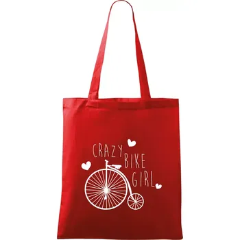 Nákupní taška Crazy bike girl - Taška bavlněná - 42 x 38 cm ( Červená )