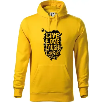 Pánská mikina Live love laugh coffee - Mikina pánská Cape s kapucí - M ( Žlutá )
