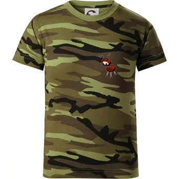 Kaštanový jelínek - prso - Dětské maskáčové triko - 134 cm/8 let ( Zelený maskáč )