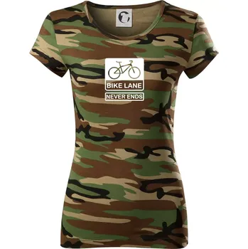 Bike lane - Dámské maskáčové triko - XL ( Hnědý maskáč )