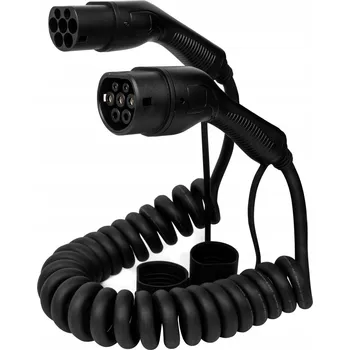 Nabíjecí kabel pro elektromobil Spirálový kabel Defenzo Typ 2, délka 7 m, 3 fáze, 22 kW