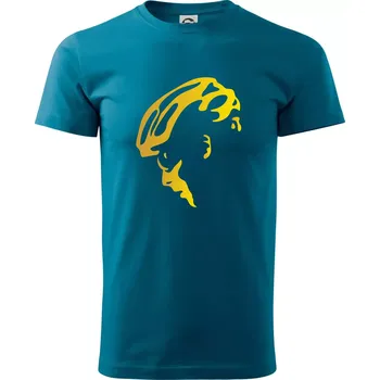 Pánské tričko Hlava cyklista zlatá - Klasické pánské triko vyšší gramáže - M ( Petrolejová )