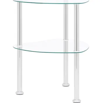 Toaletní stolek zahrada-XL 2patrový odkládací stolek průhledný 38×38×50 cm tvrzené sklo 322785