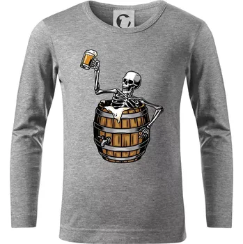 Chlapecké tričko Kostra pivo - Triko dětské Long Sleeve - 122 cm/6 let ( Tmavě šedý melír )