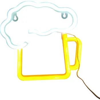 Nástěnné svítidlo LED neonová nástěnná dekorace 22 x 22 cm Ve tvaru piva Světelná cedule na zeď USB nebo 3x AA baterie Svítící barová výzdoba