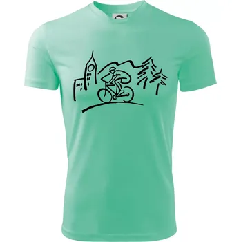 Chlapecké tričko Cyklista na výletě - Dětské triko sportovní (dresovina) - 122 cm/6 let ( Mátová )