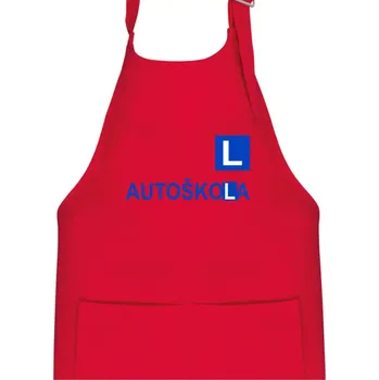 Kuchyňská zástěra Autoškola nápis - Dětská zástěra na vaření - Univerzální velikost ( Červená )