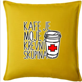 Polštář Kafe je moje krevní skupina - Polštář 50x50 - 50x50 - Včetně výplně ( Žlutá )