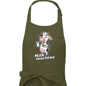 Kuchyňská zástěra Milk machine - Dámská zástěra na vaření - Univerzální velikost ( Khaki )