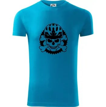 Pánské oblečení Lebka cyklisty - helma - Viper FIT - Pánské zůžené tričko - 3XL ( Světlý tyrkys )