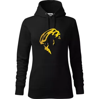 Dámská mikina Hlava cyklista zlatá - Mikina dámská Cape s kapucí - XL ( Černá )