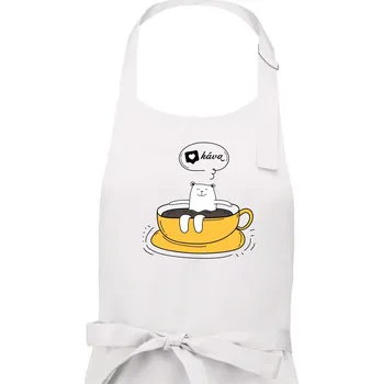 Kuchyňská zástěra Miluji kávu - Pánská zástěra na vaření - Univerzální velikost ( Bílá )