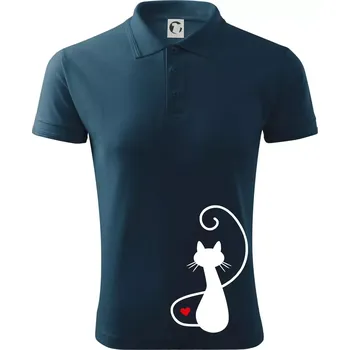 Pánská košile Zamilovaná kočka zpředu - Polokošile pánská Pique Polo 203 - XL ( Námořní modrá (velmi tmavá - téměř černá) )