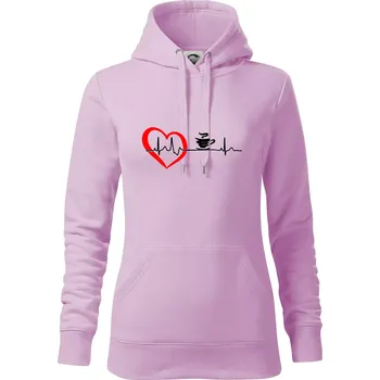 Dámská mikina Moje srdce bije pro kávu - Mikina dámská Cape s kapucí - S ( Orchid )