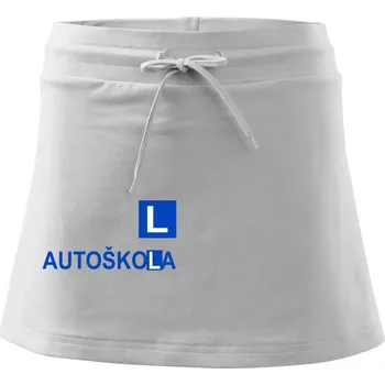 Dámská sukně Autoškola nápis - Sportovní sukně - two in one - XL ( Bílá )
