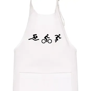 Kuchyňská zástěra Triathlon postavy - Dětská zástěra na vaření - Univerzální velikost ( Bílá )