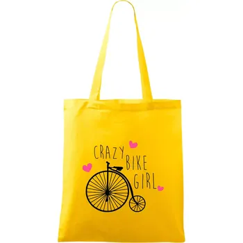 Nákupní taška Crazy bike girl - Taška bavlněná - 42 x 38 cm ( Žlutá )