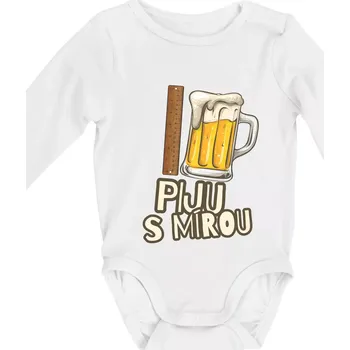Piju s mírou - Body kojenecké s dlouhým rukávem - Dlouhý r. 3-6 měs ( Bílá )