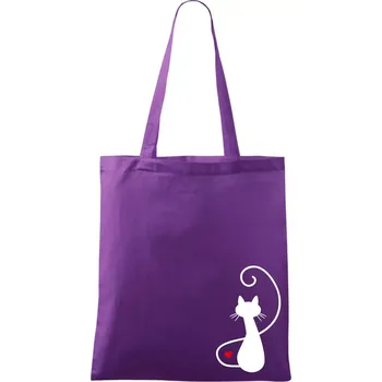 Zamilovaná kočka zpředu - Taška bavlněná - 42 x 38 cm ( Fialová )