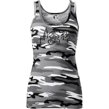 Dámské tričko Cyklista na výletě - Dámské Maskáčové tílko - XS ( Šedý maskáč )