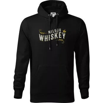 Pánská mikina Miluju Whiskey - Mikina pánská Cape s kapucí - S ( Černá )