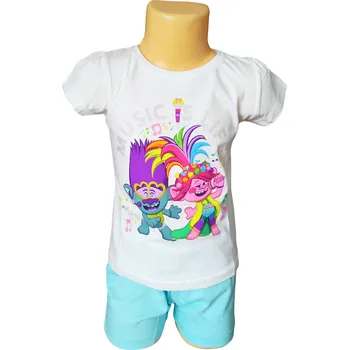 Dívčí pyžamo Eplusm Dívčí pyžamo TROLLS music is life krátké Barva: Bílomodrá, Velikost: 116