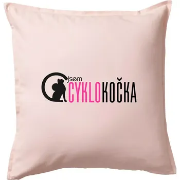 Polštář Jsem cyklo kočka - Polštář 50x50 - 50x50 - Včetně výplně ( Světle růžová )