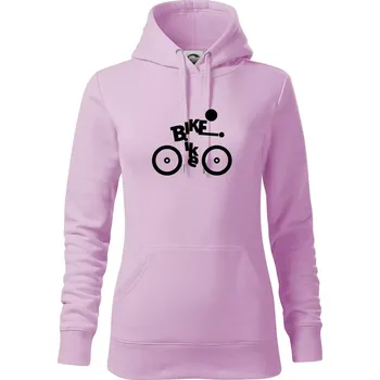 Dámská mikina Bike nápis postava - Mikina dámská Cape s kapucí - XS ( Orchid )