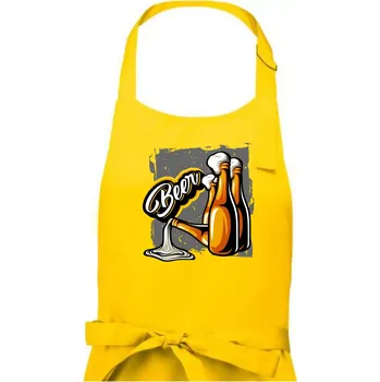 Kuchyňská zástěra Beer lahve - Dámská zástěra na vaření - Univerzální velikost ( Žlutá )