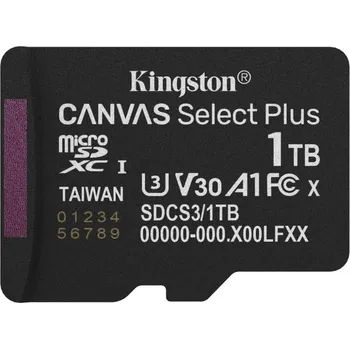 Paměťová karta Kingston MicroSDXC karta 1TB Canvas Select Plus, U3, V30, A1 SDCS3/1TBSP