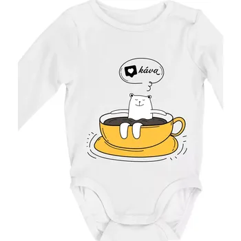 Miluji kávu - Body kojenecké s dlouhým rukávem - Dlouhý r. do 3 měs ( Bílá )