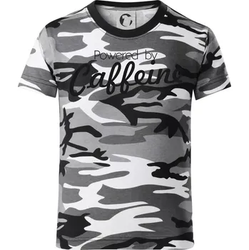 Chlapecké tričko Powered by Caffeine - Dětské maskáčové triko - 146 cm/10 let ( Šedý maskáč )