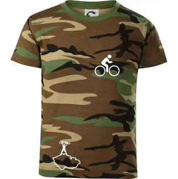 Mapa ČR + kolo na prsu - Dětské maskáčové triko - 122 cm/6 let ( Hnědý maskáč )