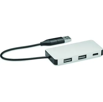 USB hub USB rozbočovač s 20cm kabelem Hub-C - Stříbrná