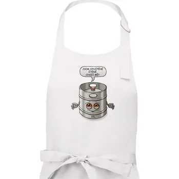 Kuchyňská zástěra Opuštěné štěně - sud (Hana-creative) - Pánská zástěra na vaření - Univerzální velikost ( Bílá )
