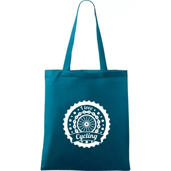 I love cycling - kolo - Taška bavlněná - 42 x 38 cm ( Petrolejová )