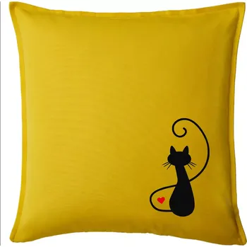 Polštář Zamilovaná kočka zpředu - Polštář 50x50 - 50x50 - Pouze potah ( Žlutá )