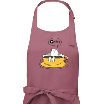 Kuchyňská zástěra Miluji kávu - Dámská zástěra na vaření - Univerzální velikost ( Starorůžová )